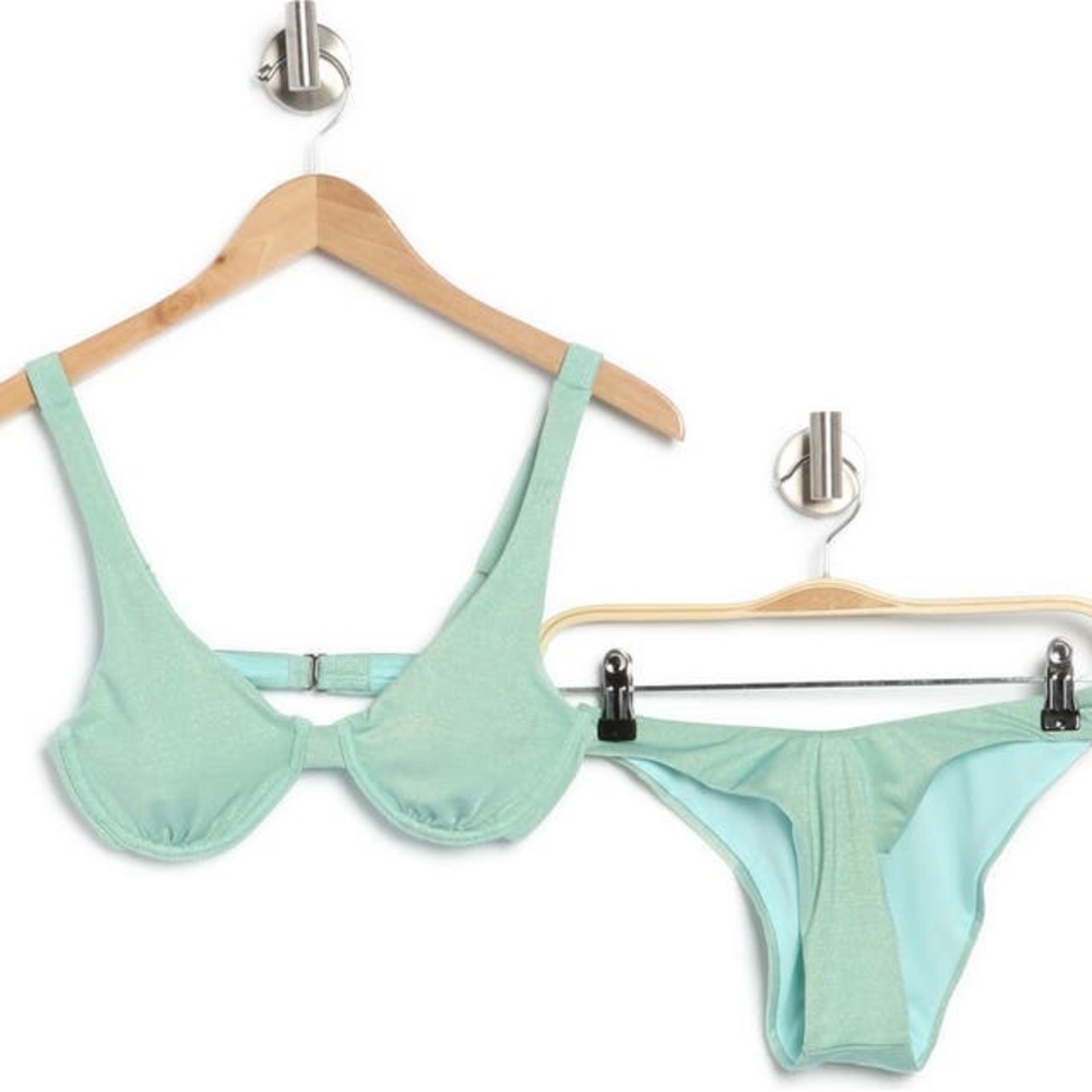VYB Shimmer Underwire Two piece Women’s Swimsuit In AQUA✨